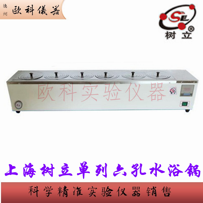 电热恒温水浴锅 DZKW-C 上海树立 单列六孔 实验室水浴箱 水槽