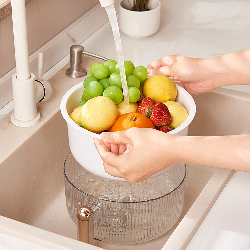 双层洗菜盆手提沥水篮厨房家用水果盘客厅水槽滤水菜篓淘洗菜篮子