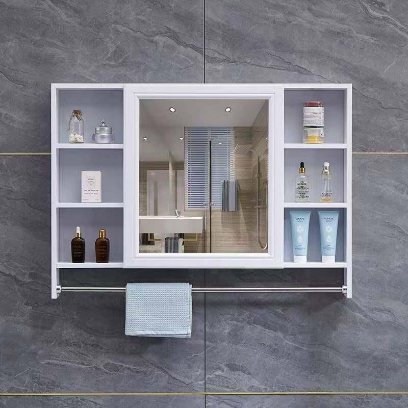镜子收纳一体挂墙卫生间洗脸盆上的挂墙储物北欧镜柜带置物架简易