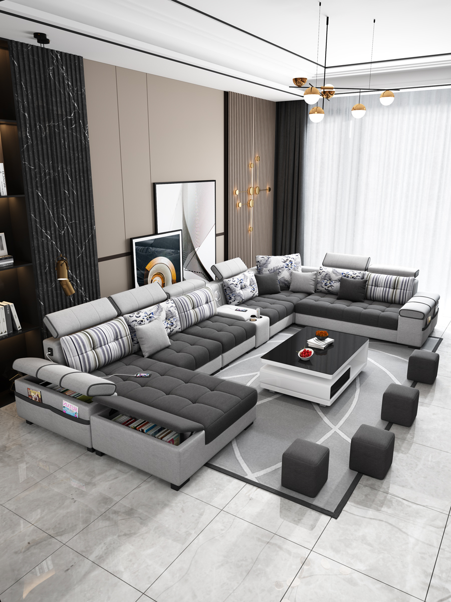 全友家私布艺沙发客厅简约现代2024新款大户型北欧科技布沙发组合