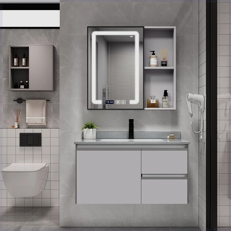浴室柜加厚太空铝洗脸盆柜组合卫生间洗手盆洗手台盆一体现代简约