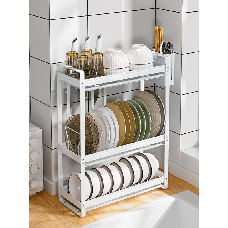 不锈钢碗架沥水架台面家用小型窄款放碗盘晾碗筷水槽收纳架刀板架