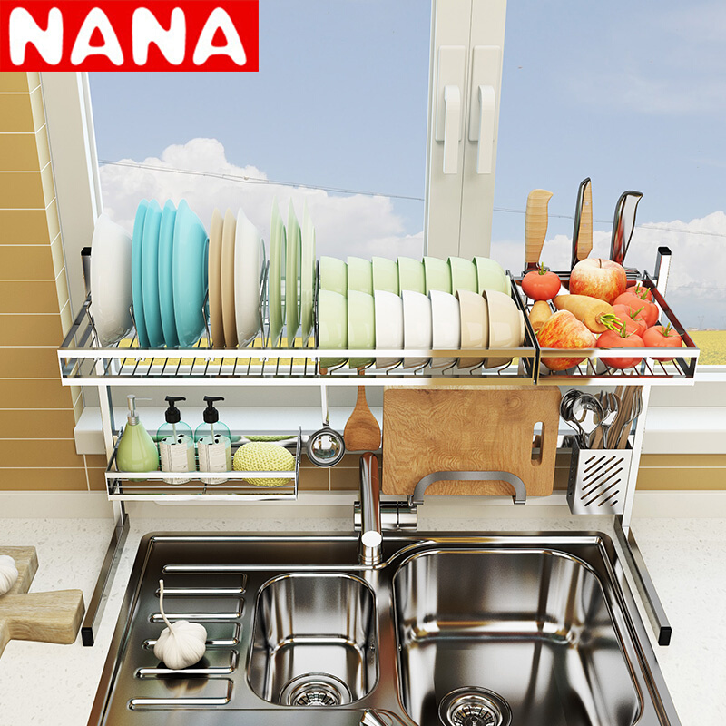 NANA 304不锈钢置物架水槽碗架沥水架收纳架碗碟架沥水篮厨房用品