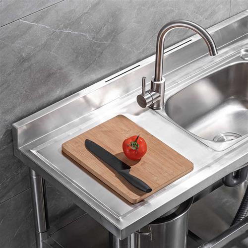 不锈钢水槽厨房平台置物一体洗碗池洗菜淘菜单槽加厚洗手家用水盆