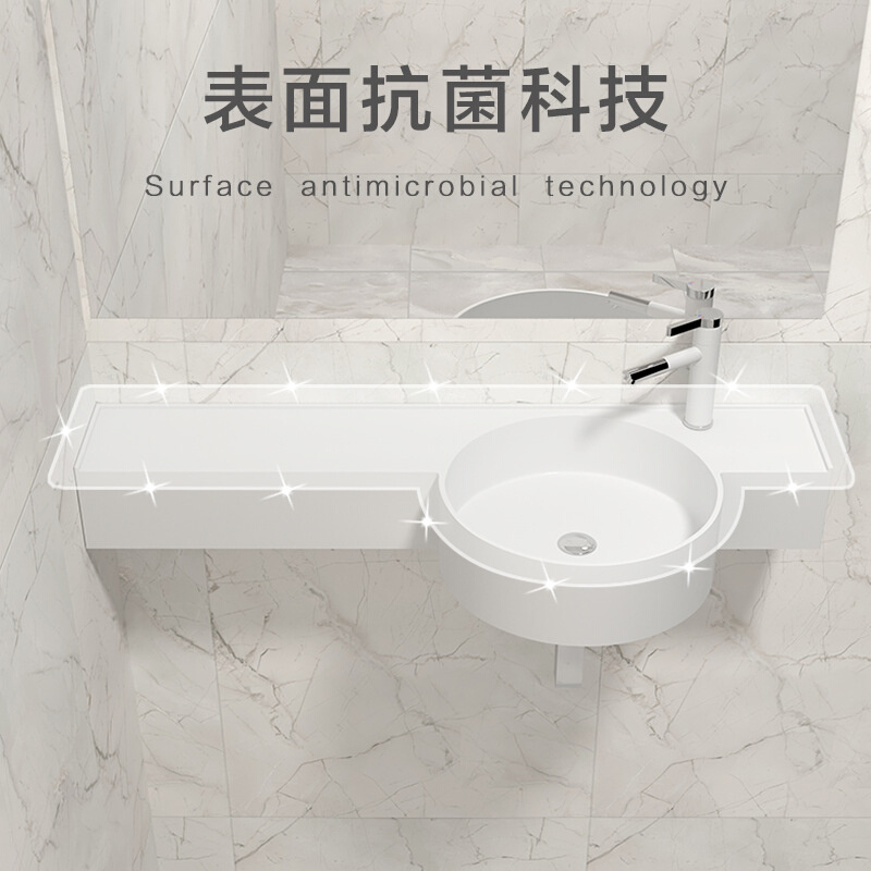 OQ5M简约人造石挂墙洗手盆浴室一体式台盆小户型卫生间入墙洗脸盆