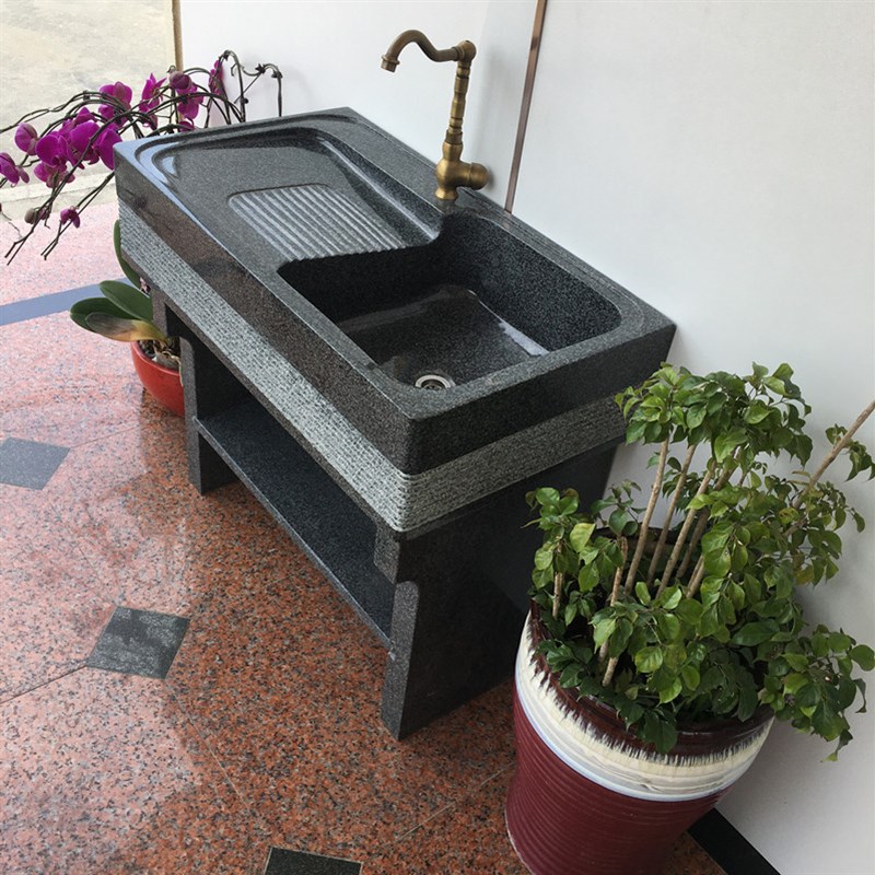 石材洗衣盆阳台家用大理石洗衣池带搓板户外石头洗衣水槽一体水池