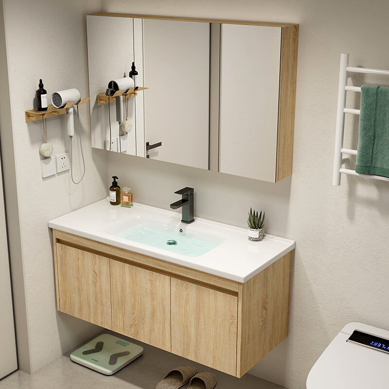 北欧实木浴室柜组合原木色洗手盆现代简约卫生间面盆洗脸盆洗漱台