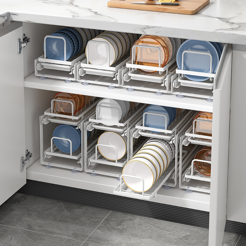直供碗碟收纳架橱柜内置下水槽免安装抽拉碗盘沥水厨房放碗碗架置