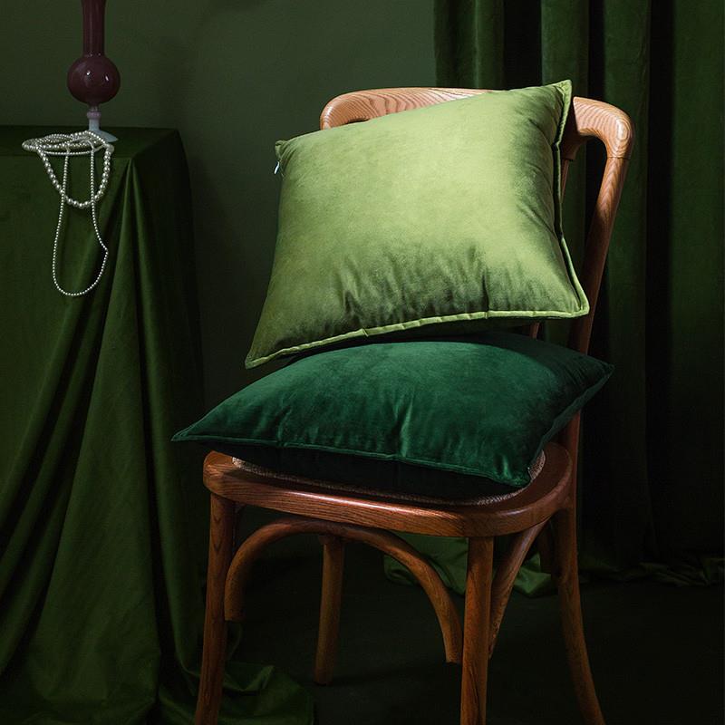 绿光森林纯色美式抱枕法式沙发客厅床头靠枕靠垫绿色系抱枕套