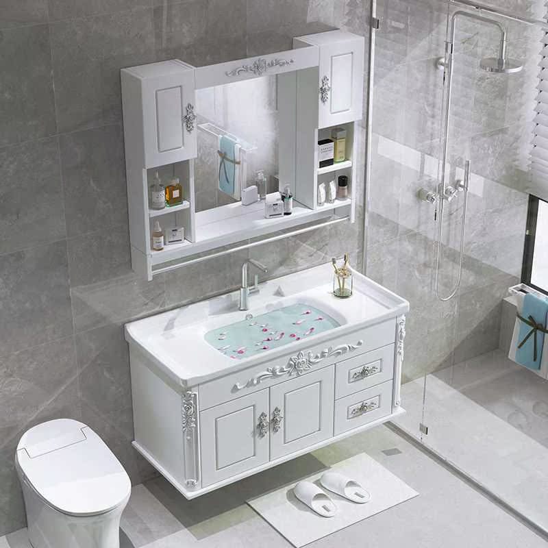 欧式PVC浴室柜组合洗漱台洗脸盆洗脸池洗漱台面盆卫生间吊柜镜柜