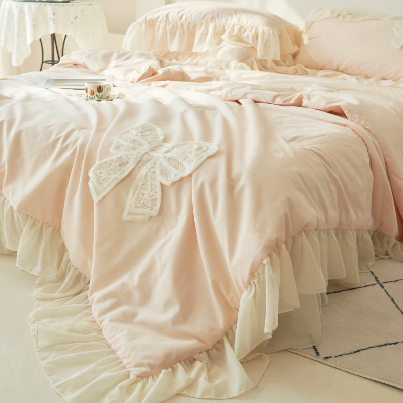 法式公主风空调被床盖四件套夏季薄被子蝴蝶结单夏凉被高级感床品
