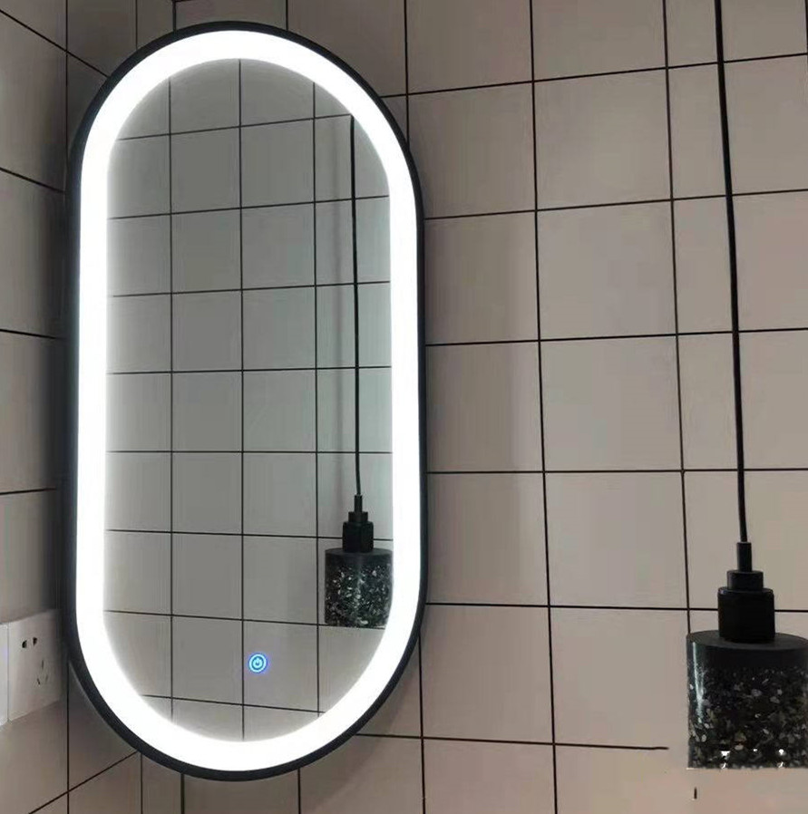 椭圆形带灯卫浴镜浴室镜侧面镜酒店客房民宿卫生间镜子壁挂墙角镜