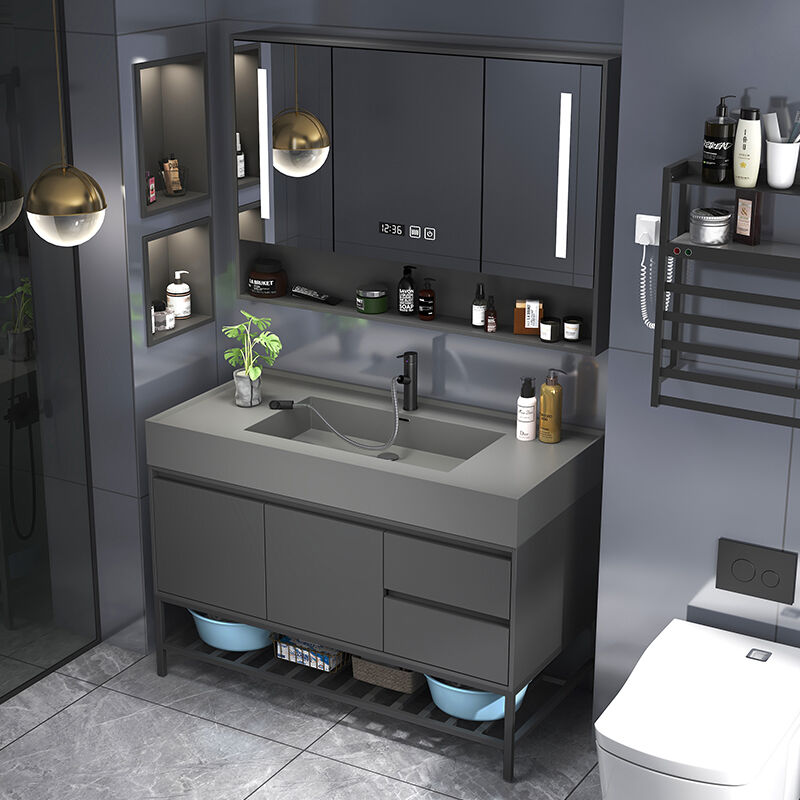 艺乐雅（YILEYA）卫浴现代简约浴室柜套装轻奢纳米岩石一体洗手盆