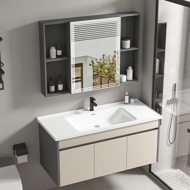 新款简约浴室柜陶瓷一体盆 卫生间洗手盆洗脸盆柜组合洗漱台套装
