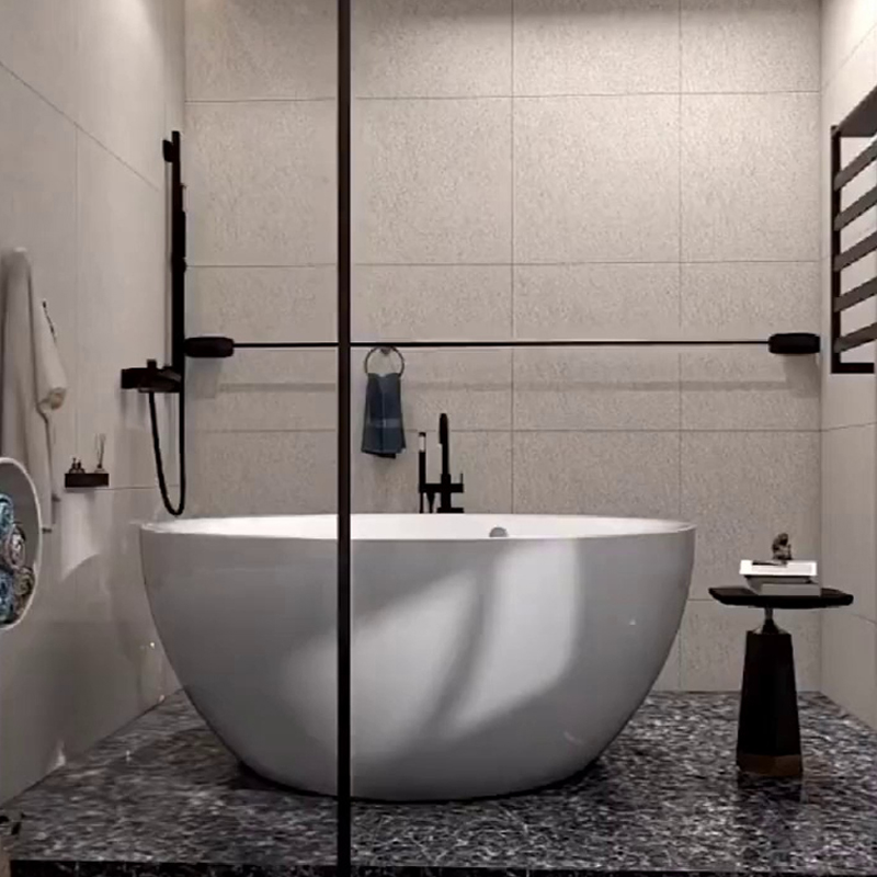 KALIYA圆形浴缸欧式独立式整体家用成人情侣浴池1.3m人造石圆浴缸