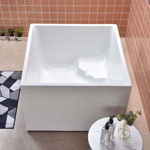 小户型正方形浴缸日式独立式亚克力加深成人家用坐泡澡盆嵌入式