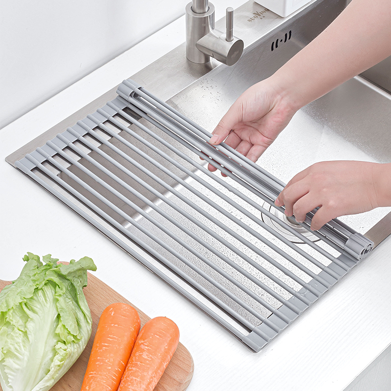 日本可折叠水槽沥水架碗架碗碟硅胶厨房洗碗水池沥水篮收纳置物架