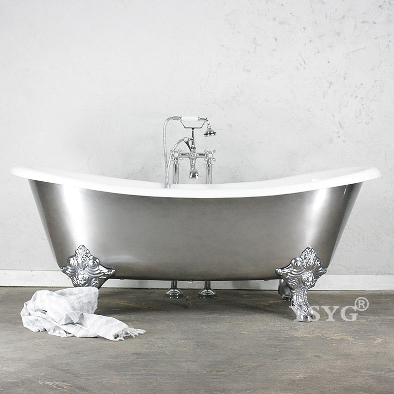 简派卫浴独立式铸铁搪瓷贵妃浴缸成人家用美式陶瓷大浴盆两边靠背