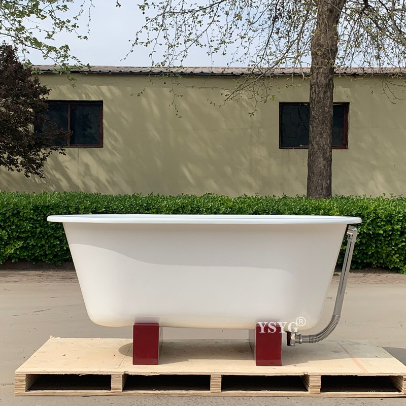 简派卫浴独立式铸铁浴缸成人网红高深木桶式单侧去水双圆木架浴缸
