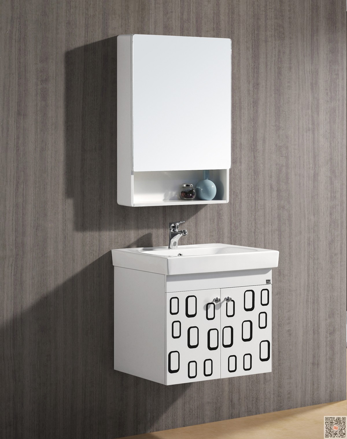 CRW英皇卫浴SP9502现代小户型浴室柜组合镜柜洗手盆+299配龙头