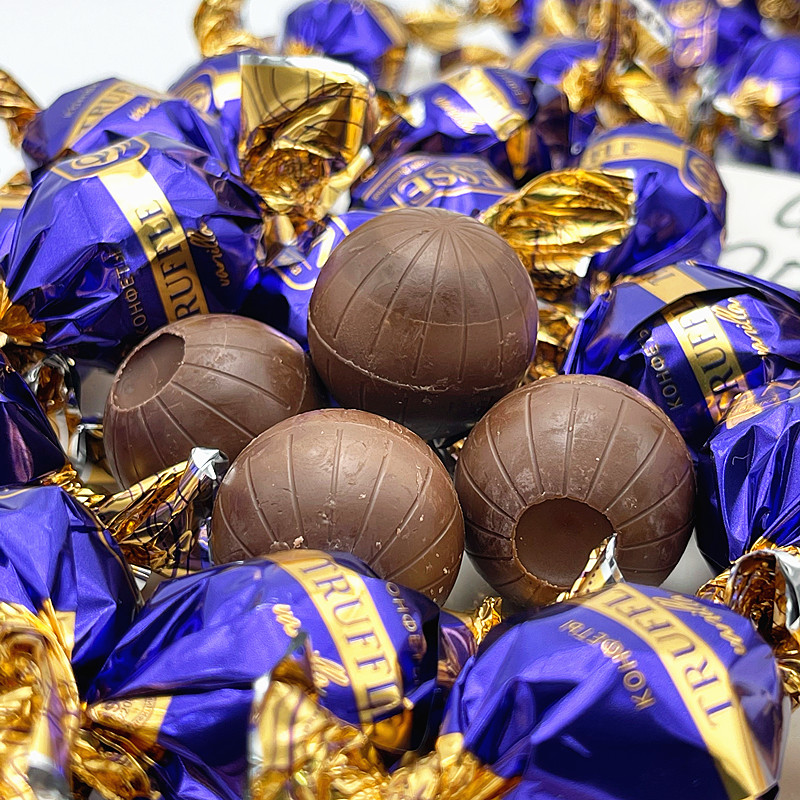 俄罗斯进口松露巧克力球形糖果香草可可结婚喜糖休闲食品零食500g