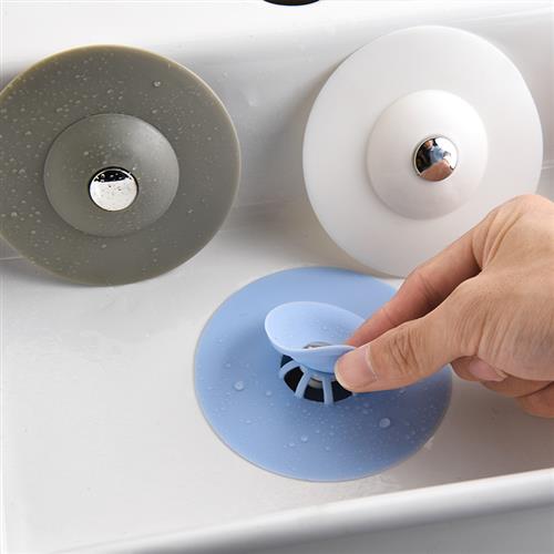 地漏防臭器防反味下水道防臭盖硅胶按压塞子卫生间洗手水槽堵水塞