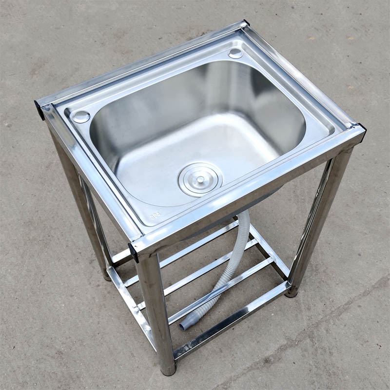 全304不锈钢水槽加厚洗菜盆洗碗池厨房水池家用单槽带支架户外商