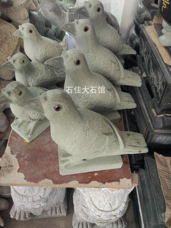 青石雕刻鸽子石头鸽子摆件房脊装饰风水花岗岩原石雕和平白鸽一只