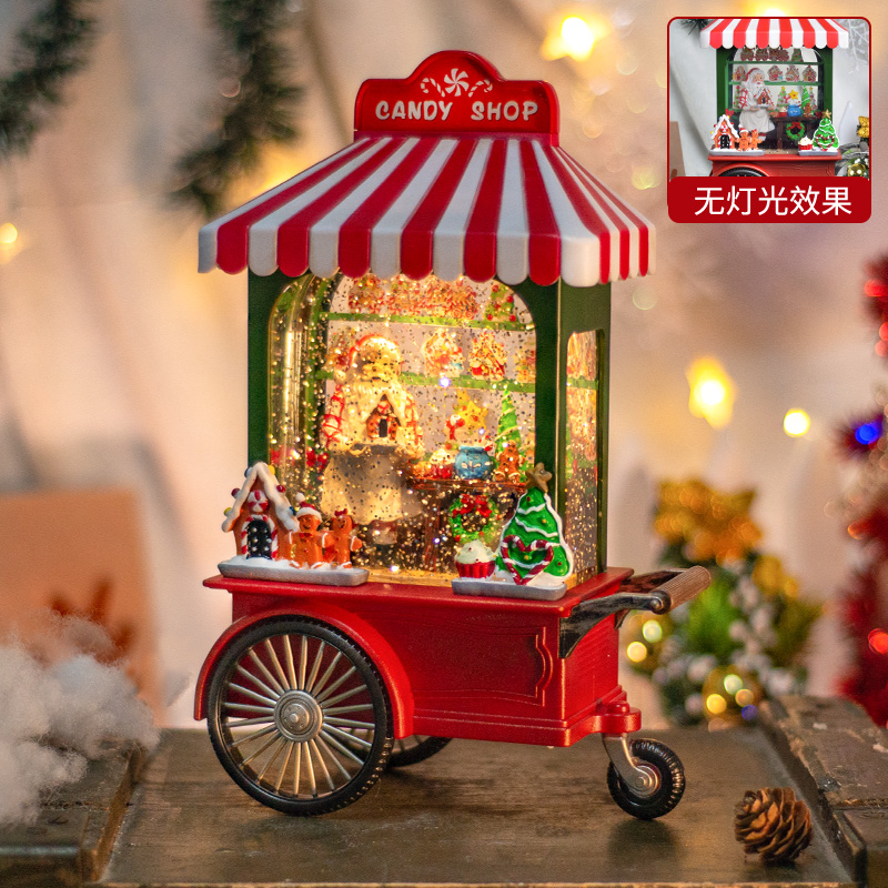 圣诞节糖果屋壁炉甜品车火车八音乐盒飘雪梦幻灯光橱窗送生日礼物