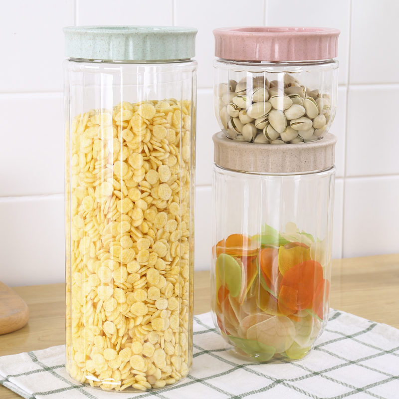 透明塑料五谷杂粮罐 厨房可叠加挂面条收纳零食盒干货收纳储藏罐