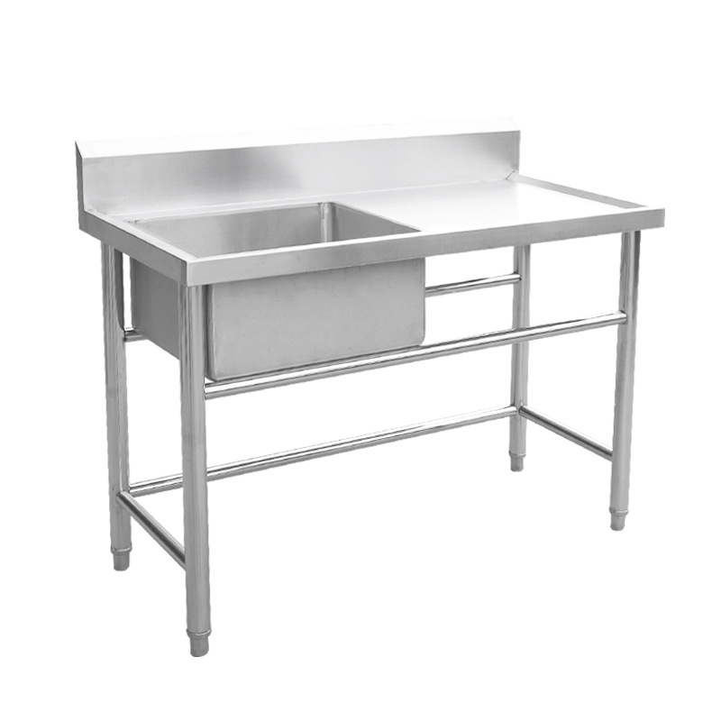 定制加厚不锈钢沥水池 商用餐厅洗碗洗菜池带平台水槽 不锈钢单槽