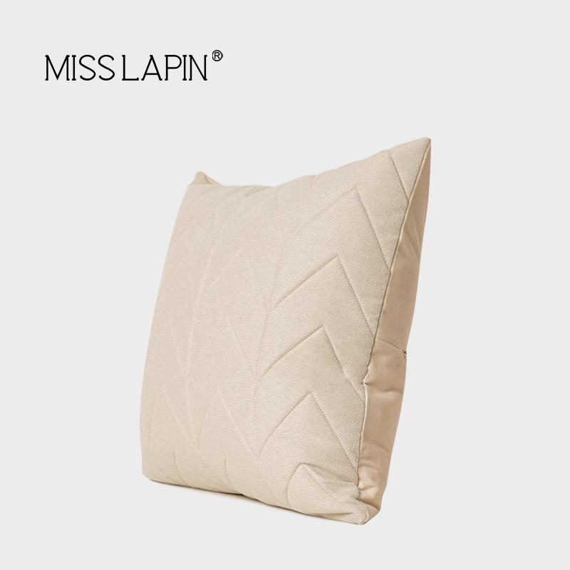 澜品现代简约米色绗缝抱枕高端客厅沙发样板间卧室软装靠枕套靠垫