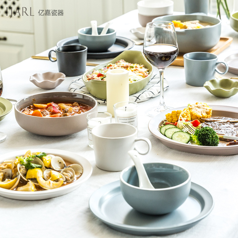 创意家用陶瓷餐具大号碗家庭单个米饭碗面碗汤碗菜碗盘碟碗盘套装