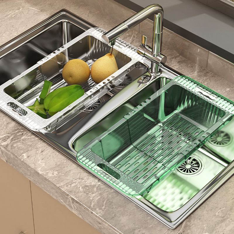厨房水槽伸缩沥水架洗菜盆洗水果沥水篮水篮水池菜篮子洗菜池神器