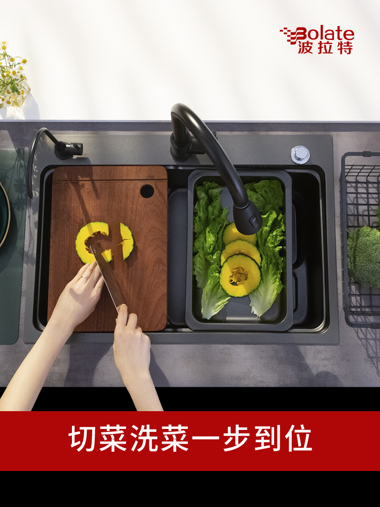 厨房水槽洗菜盆手工大单槽台下盆纳米不锈钢洗菜水池淘菜盆洗碗槽