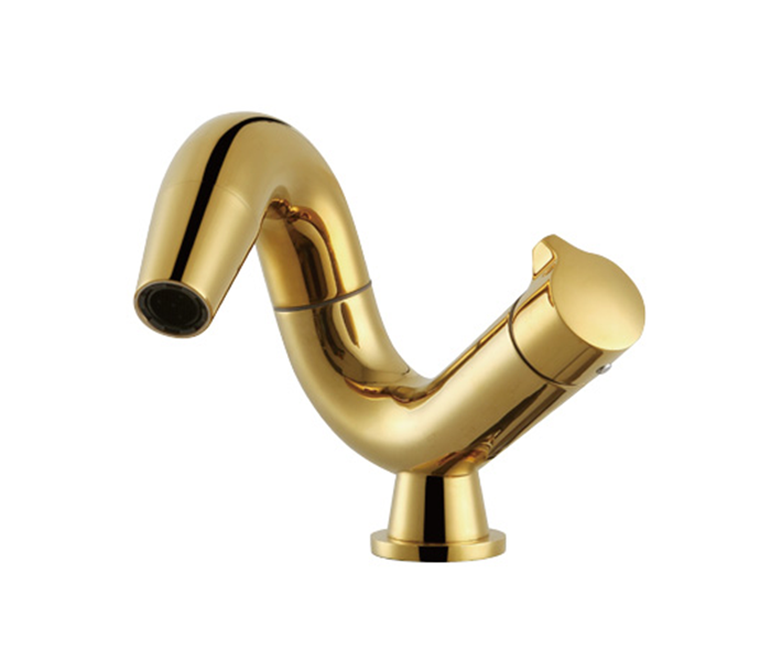 德国卫浴全铜面盆台盆洗脸盆卫生间冷热水龙头金色可旋转创意欧式