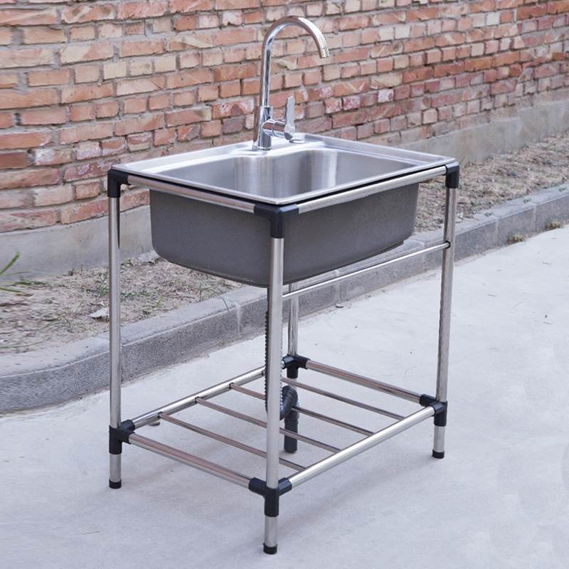 室外简易洗手盆户外不锈钢洗菜盆带架子庭院带架一体移动水槽水池