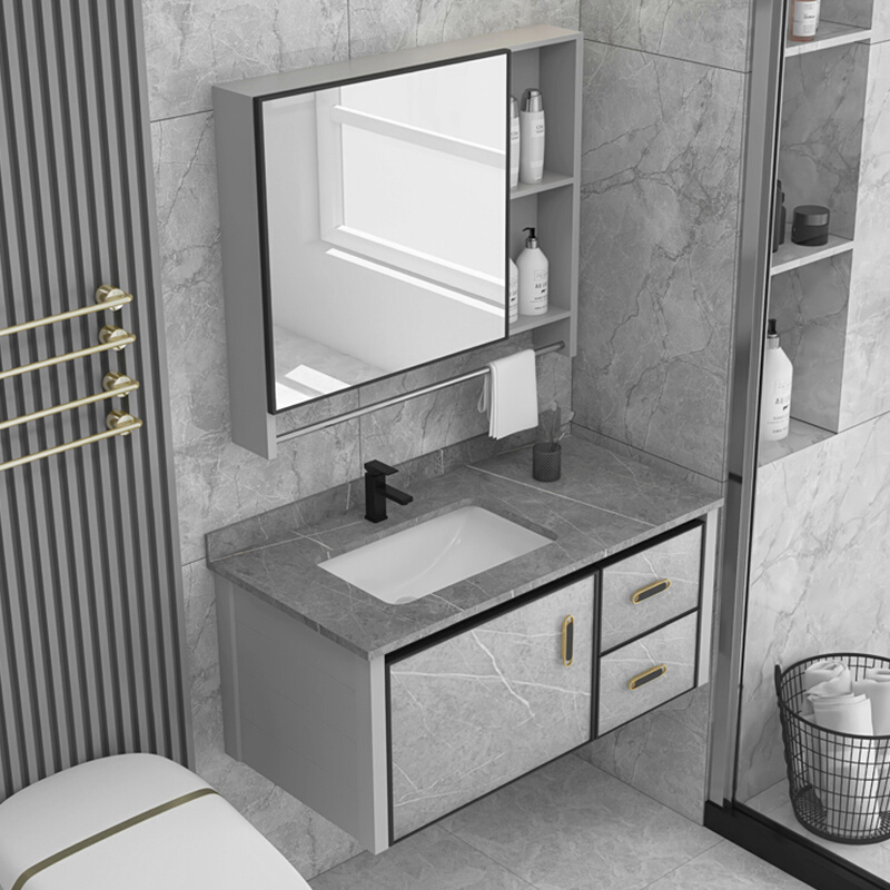 太空铝小户型浴室柜卫生间洗脸盆组合一体陶瓷洗手池洗漱台面盆柜