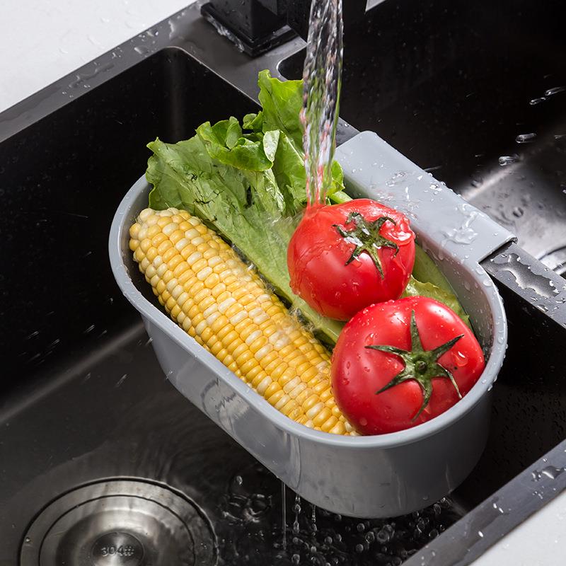 厨房水槽沥水篮可挂过滤筐家用塑料漏水架饭菜隔渣通用型干湿分离