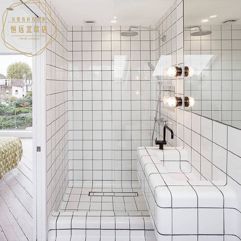 北欧浴缸卫生间洗手池吧台瓷砖墙面砖美弧砖厨房墨绿粉色浴室转角