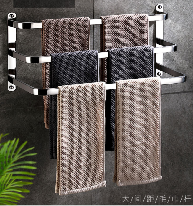 304不锈钢毛巾架免打孔卫生间置物架壁挂架子浴室厕所毛巾杆浴巾