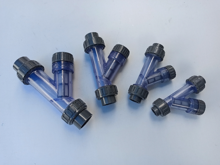 联塑PVC-U过滤器DN15-DN50UPVC给水塑料净水管道Y型透明过滤器