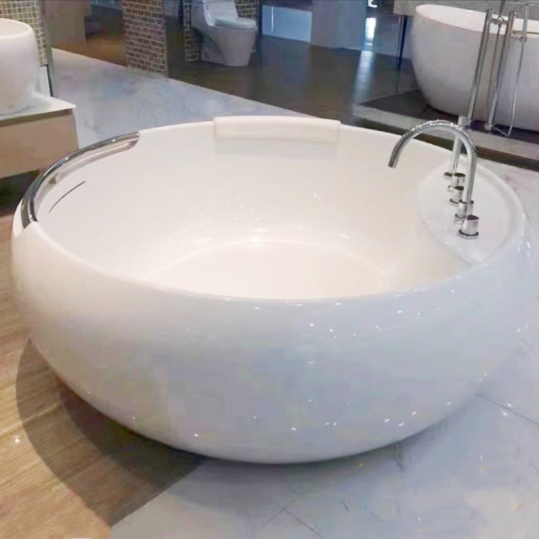 TOTO浴缸PJY1604-4HPW晶雅石独立式自由摆放圆形圆形泡澡浴缸