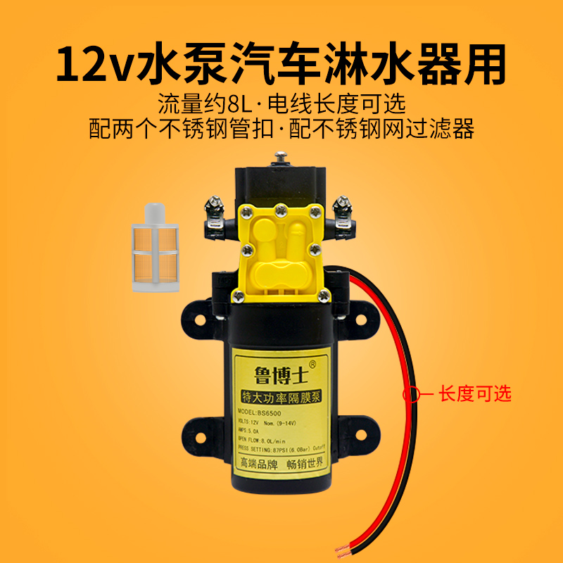微型高压隔膜泵自吸水泵直流泵12V24v喷雾增压泵小型大流量抽水机