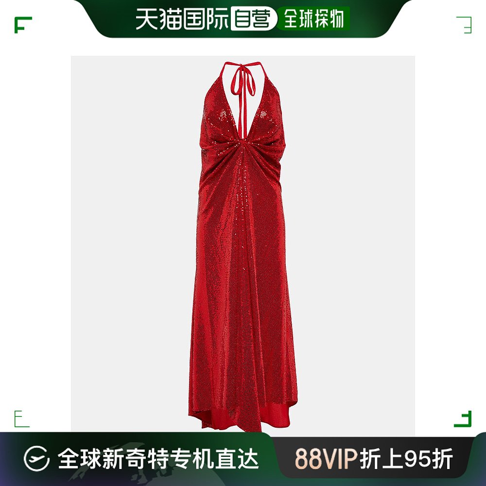 香港直邮潮奢 DODO BAR OR 女士 珠片褶皱中长连衣裙 001317