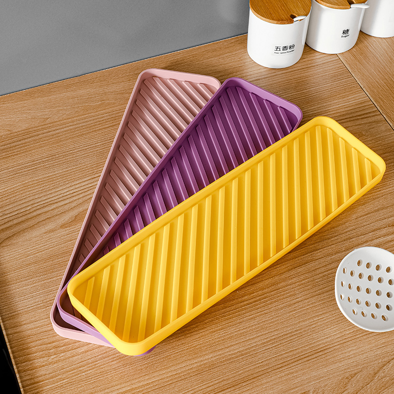 窄边桌面收纳垫吧台滤水沥水垫硅胶防滑垫厨房调料罐保护垫防烫垫