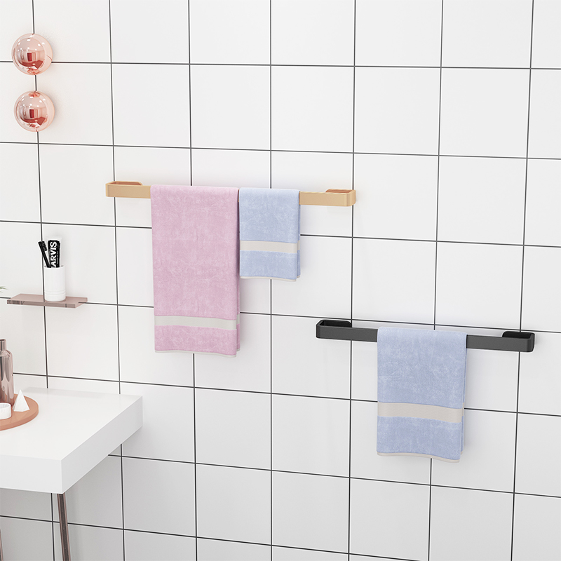 浴室毛巾架免打孔卫生间单杆毛巾杆铝合金洗手间厕所毛巾挂置物架