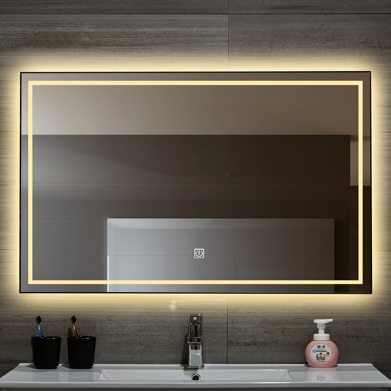 羚兔 简约现代浴室镜铝合金边框卫浴镜壁挂贴墙卫生间镜子台盆镜