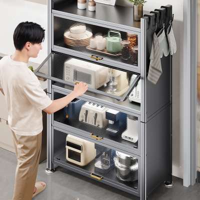 厨房置物架落地多层橱柜家用收纳柜子多功能碗餐边柜橱柜储物柜