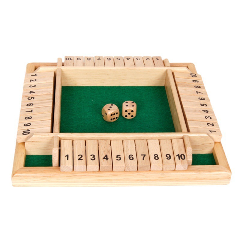 趣味四人骰子翻牌数点运算游戏加减乘除数学教具儿童早教木制玩具